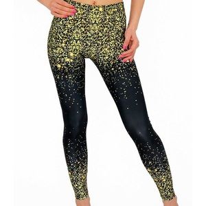 Black & Gold Glitter Legging Happy in Pineapple XS